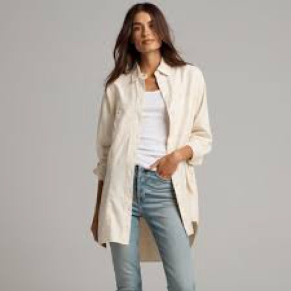 Cream Button-Up Tunic Top
